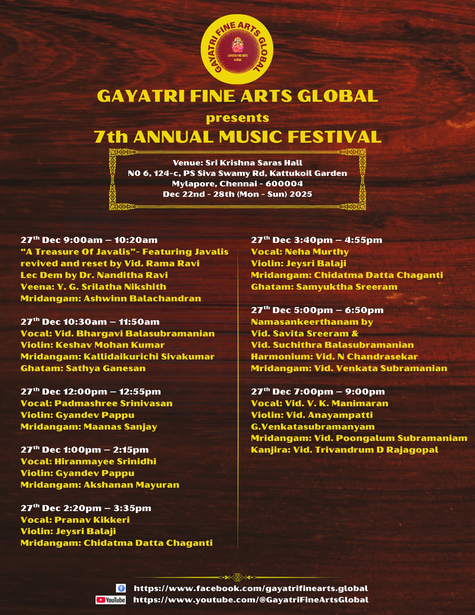 Gayatri Fine Arts and Gayatri Fine Arts Global - 7th Annual Music Festival